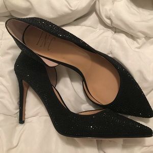 Black sparkle pumps INC heels
